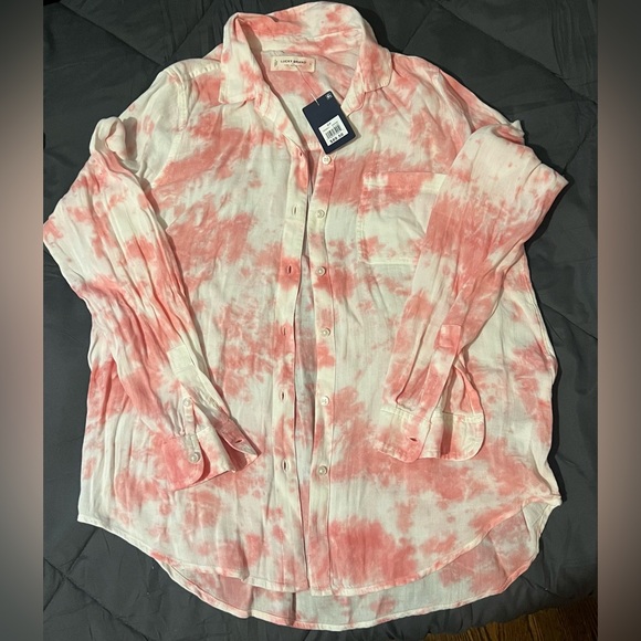 Lucky Brand Tops - Lucky brand pink tie-dyed button up shirt